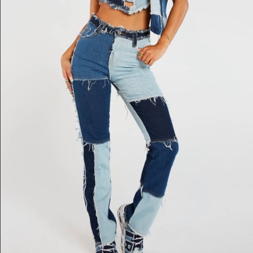 PATCHWORK DENIM BOYFRIEND JEANS-6US-JadedLondon